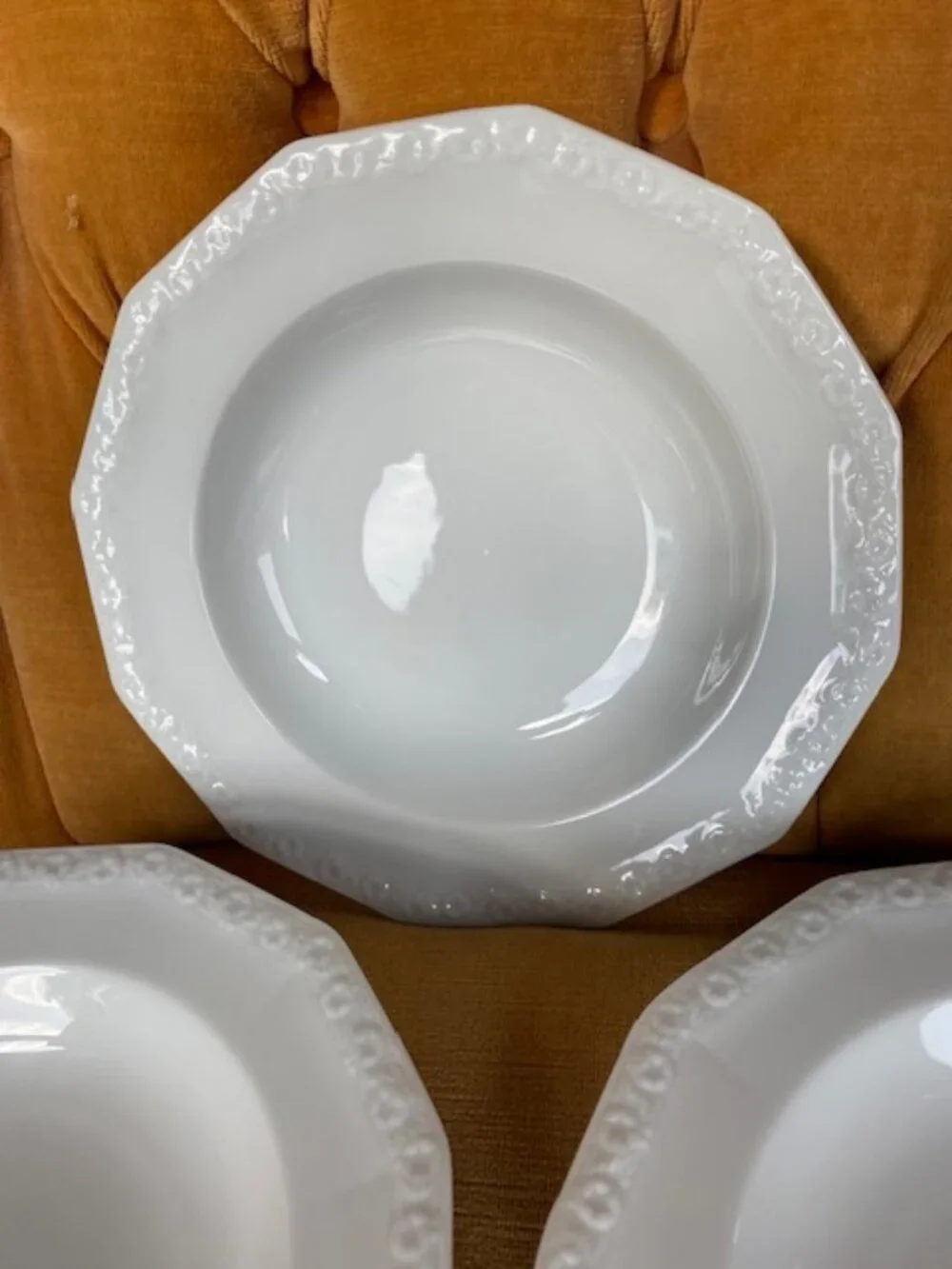 Rosenthal China Germany Continental Maria All White Rim Soup Bowls, 3, - 8 5/8